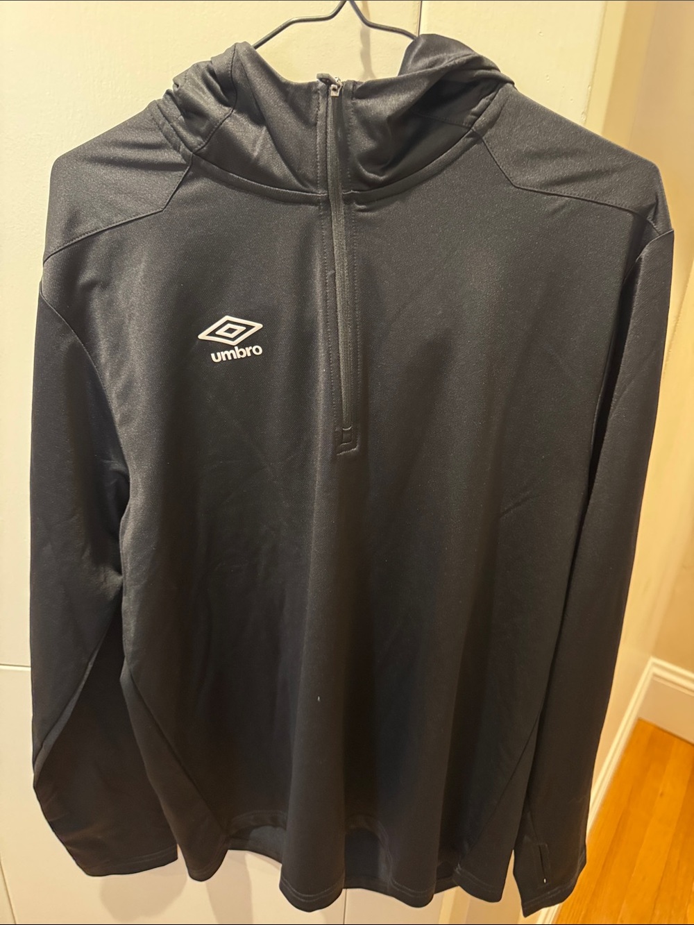 Umbro Black Hooded Quarter-Zip Performance Jacket